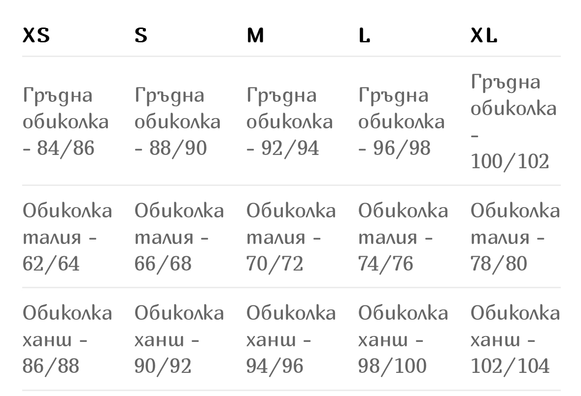 Изображение за ръководство за размери